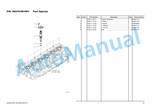 Alternative view of Komatsu PC200LC-8 For USA Hydraulic Excavator Parts Manual FENC0030-01