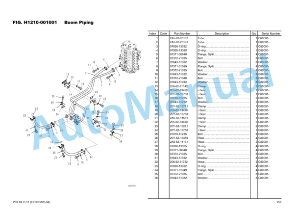 Komatsu PC210LC-11 Hydraulic Excavator Parts Manual FENC0020-04 3 Komatsu PC210LC-11 Hydraulic Excavator Parts Manual FENC0020-04 - Image 3