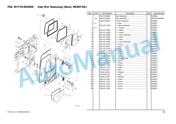 Komatsu PC210LC-11 Hydraulic Excavator Parts Manual FENC0020-04 4 Komatsu PC210LC-11 Hydraulic Excavator Parts Manual FENC0020-04 - Image 4