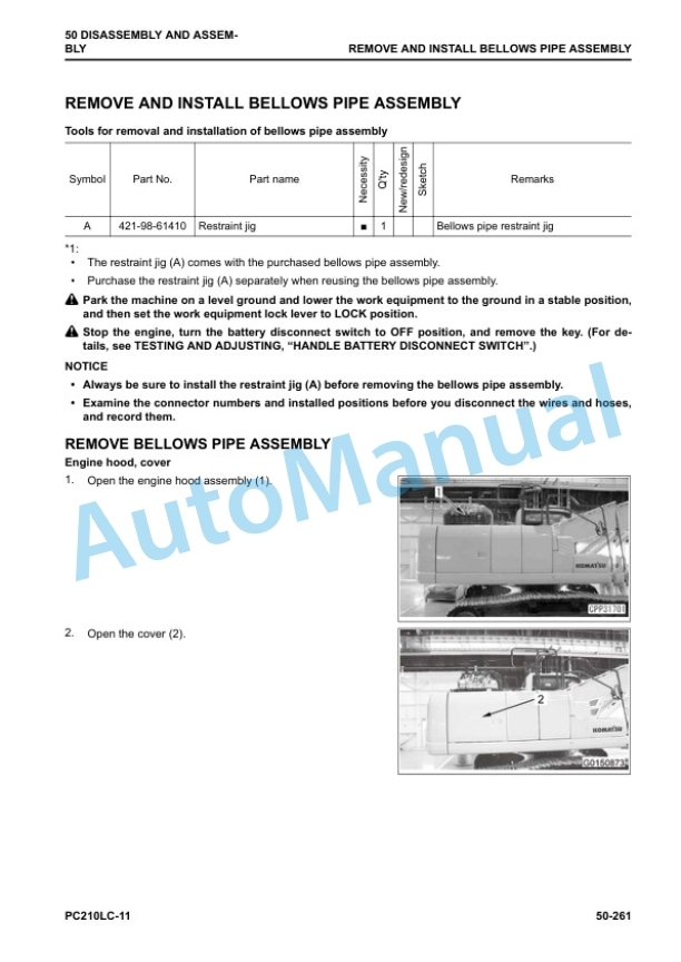 Komatsu PC210LC-11 Hydraulic Excavator Shop Manual SEN06734-08 5 Komatsu PC210LC-11 Hydraulic Excavator Shop Manual SEN06734-08 - Image 5