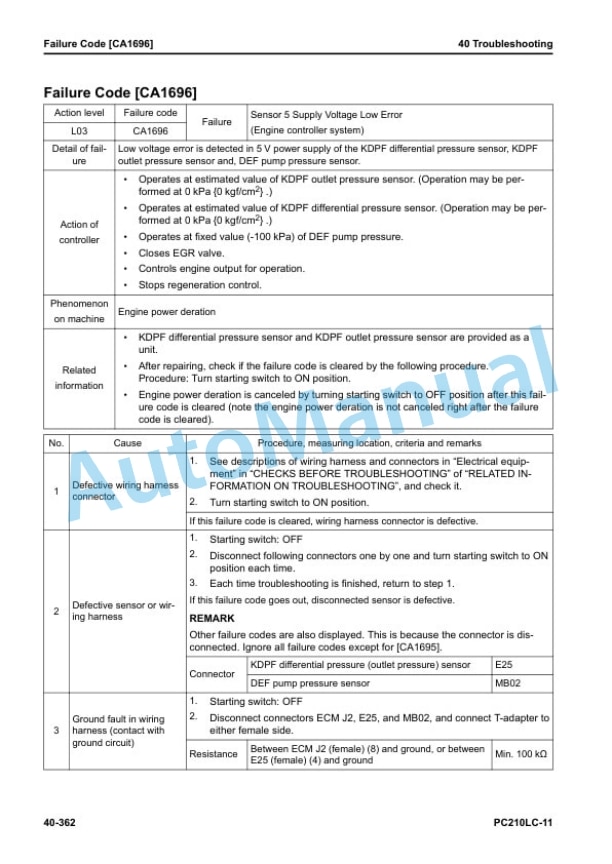 Komatsu PC210LC-11 Hydraulic Excavator Shop Manual SEN06734-11 3 Komatsu PC210LC-11 Hydraulic Excavator Shop Manual SEN06734-11 - Image 3