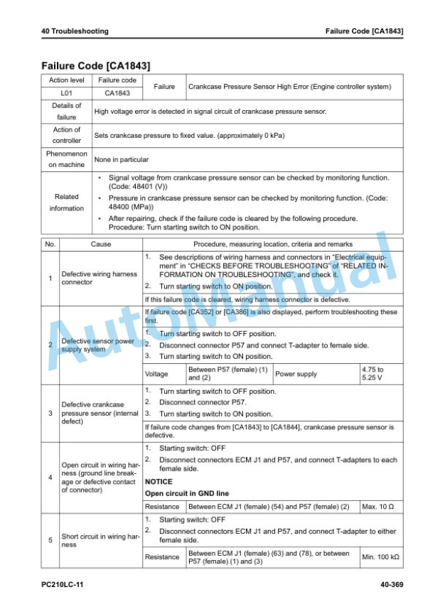 Komatsu PC210LC-11 Hydraulic Excavator Shop Manual SEN06805-09 3 Komatsu PC210LC-11 Hydraulic Excavator Shop Manual SEN06805-09 - Image 3