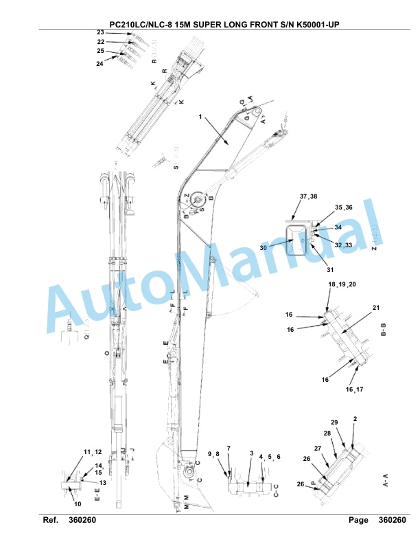 Komatsu PC210LC-8, PC210NLC-8 15M Super Long Front Hydraulic Excavator Parts Manual K50001-up 3 Komatsu PC210LC-8, PC210NLC-8 15M Super Long Front Hydraulic Excavator Parts Manual K50001-up-3