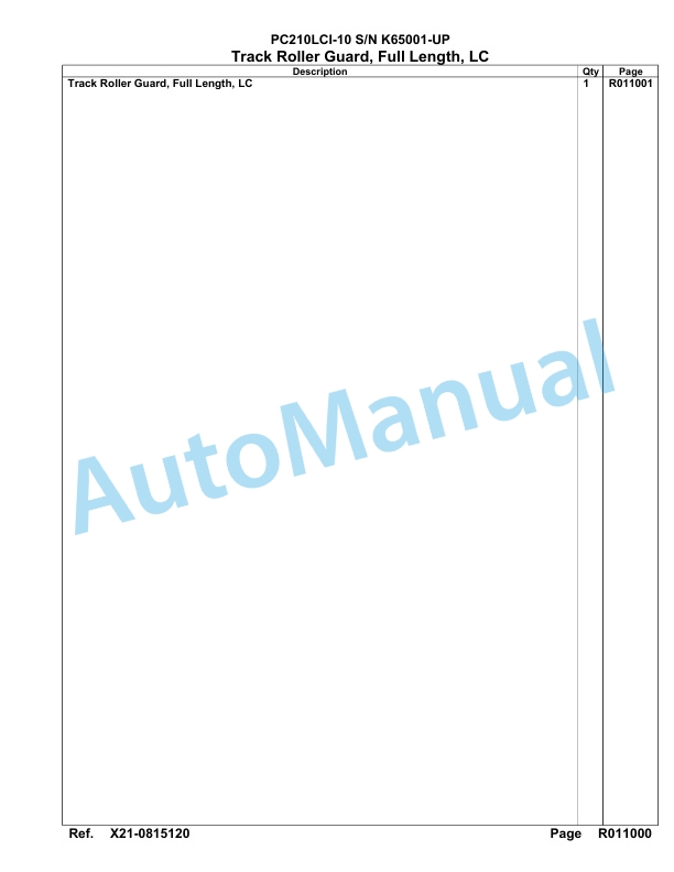 Komatsu PC210LCI-10 Hydraulic Excavator Parts Manual PC00002U-5