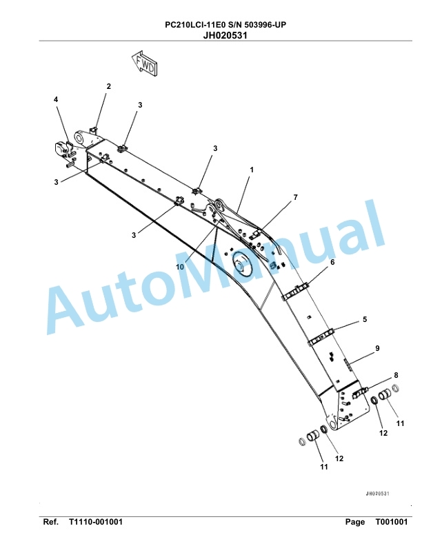 Komatsu PC210LCI-11E0 Hydraulic Excavator Parts Manual PC00097U-5