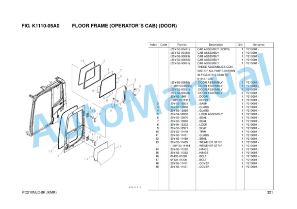 Komatsu PC210NLC-8 Hydraulic Excavator Parts Manual FRU03912-00 3 Komatsu PC210NLC-8 Hydraulic Excavator Parts Manual FRU03912-00-3