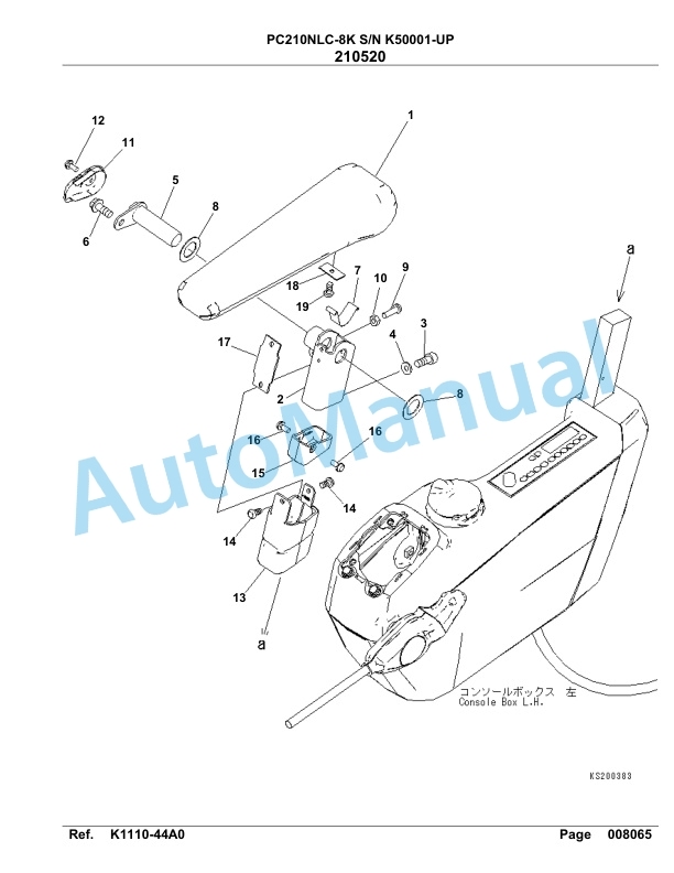 Komatsu PC210NLC-8K Hydraulic Excavator Parts Manual SAA6D1GU-3