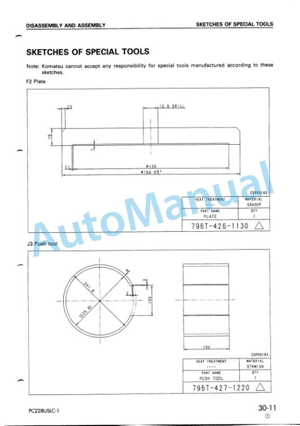 Komatsu PC228US-2, PC228USLC-1, PC228USLC-2 Hydraulic Excavator Shop Manual SEBM015903 4 Komatsu PC228US-2, PC228USLC-1, PC228USLC-2 Hydraulic Excavator Shop Manual SEBM015903 - Image 4