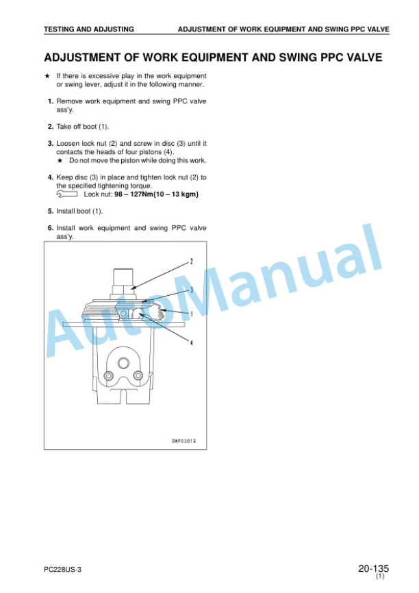 Komatsu PC228US-3, PC228USLC-3 Hydraulic Excavator Shop Manual SEBM030506 3 Komatsu PC228US-3, PC228USLC-3 Hydraulic Excavator Shop Manual SEBM030506 - Image 3