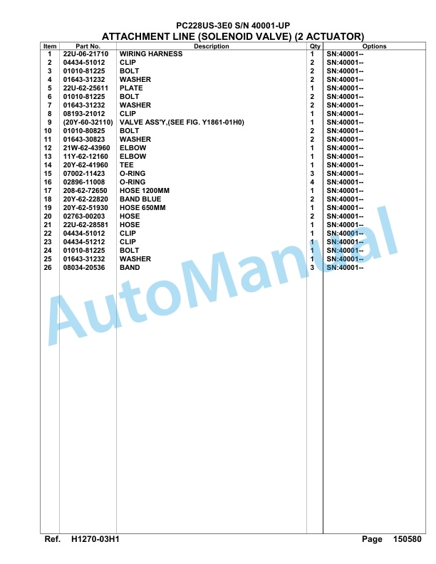 Komatsu PC228US-3E0 Hydraulic Excavator Parts Manual SAA6D1MU 2 Komatsu PC228US-3E0 Hydraulic Excavator Parts Manual SAA6D1MU-2