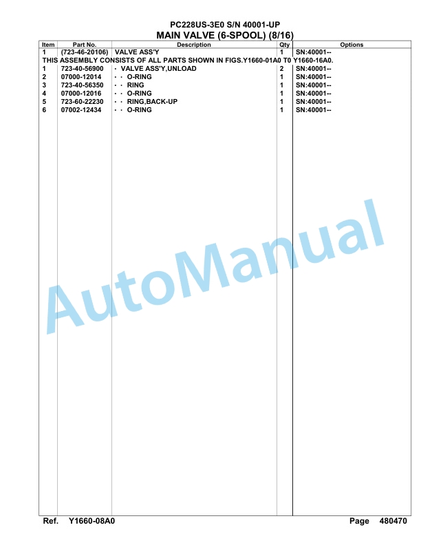 Komatsu PC228US-3E0 Hydraulic Excavator Parts Manual SAA6D1MU 5 Komatsu PC228US-3E0 Hydraulic Excavator Parts Manual SAA6D1MU-5