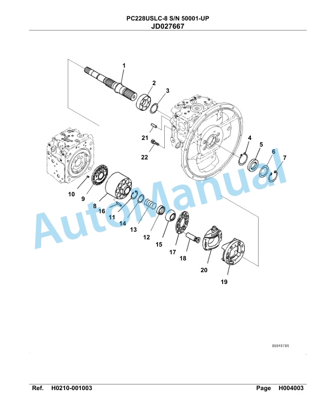 Komatsu PC228USLC-8 Hydraulic Excavator Parts Manual 50001-UP-2