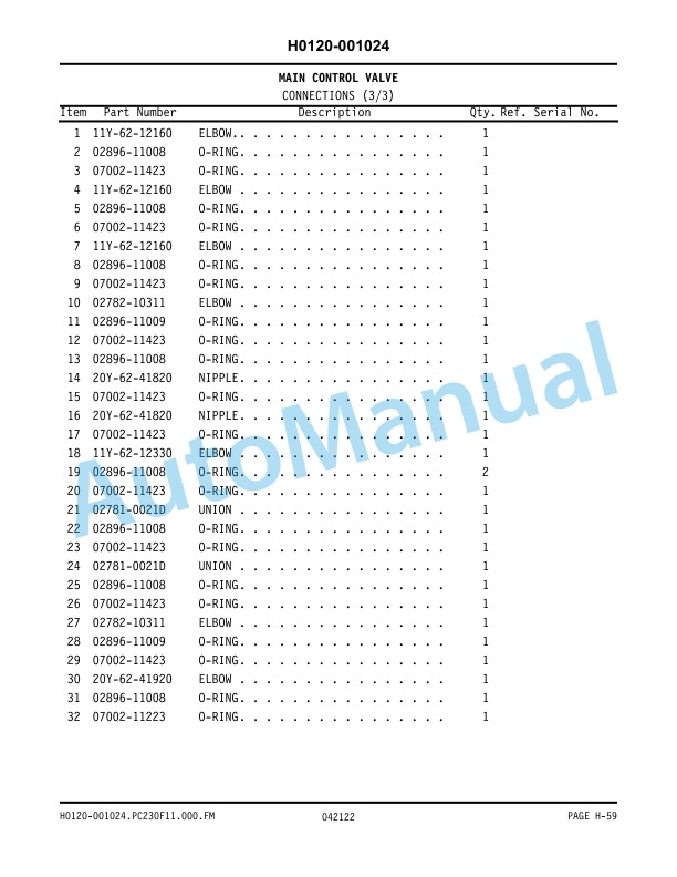 Komatsu PC230F-11 Hydraulic Excavator Parts Manual BEPB133201 3 Komatsu PC230F-11 Hydraulic Excavator Parts Manual BEPB133201-3