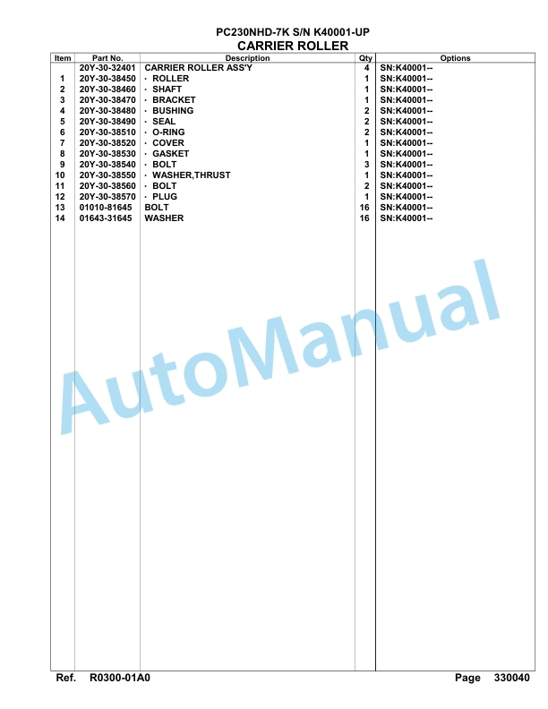 Komatsu PC230NHD-7K Hydraulic Excavator Parts Manual SAA6D15U 4 Komatsu PC230NHD-7K Hydraulic Excavator Parts Manual SAA6D15U-4