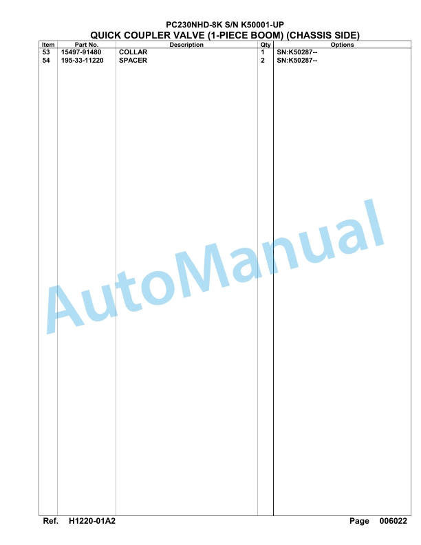 Komatsu PC230NHD-8K Hydraulic Excavator Parts Manual SAA6D1GU 5 Komatsu PC230NHD-8K Hydraulic Excavator Parts Manual SAA6D1GU-5
