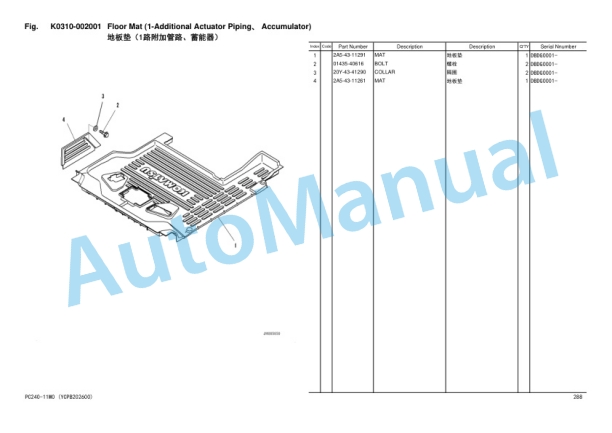 Komatsu PC240-11M0, PC260LC-11M0 Hydraulic Excavator Parts Manual YCPB202600 4 Komatsu PC240-11M0, PC260LC-11M0 Hydraulic Excavator Parts Manual YCPB202600-4