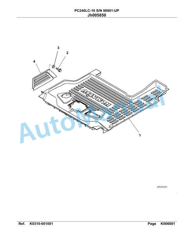Komatsu PC240LC-10 Hydraulic Excavator Parts Manual 90001-UP-3