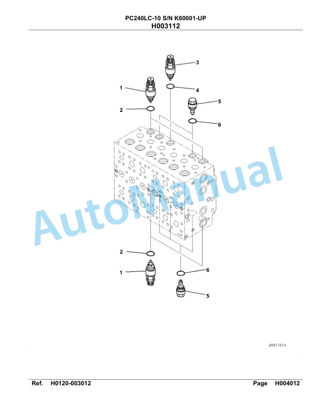 Komatsu PC240LC-10 Hydraulic Excavator Parts Manual SAA6E2AU-2
