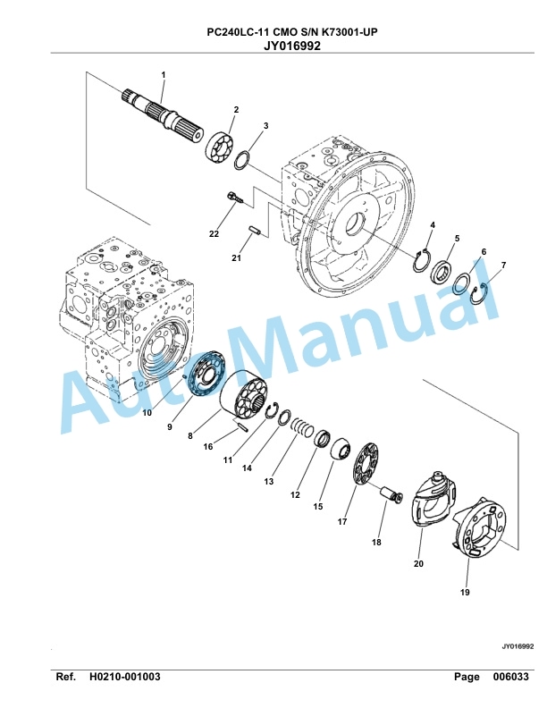 Komatsu PC240LC-11 CMO Hydraulic Excavator Parts Manual K73001-UP-3