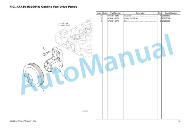 Alternative view of Komatsu PC240LC-11 Hydraulic Excavator Parts Manual FENC0071-00