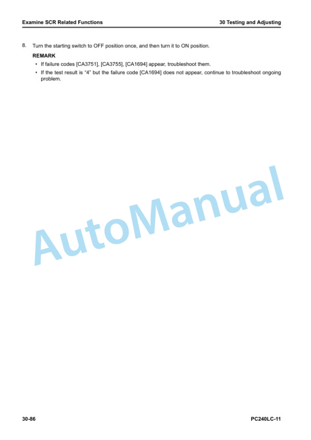 Alternative view of Komatsu PC240LC-11 Hydraulic Excavator Shop Manual SEN06807-08