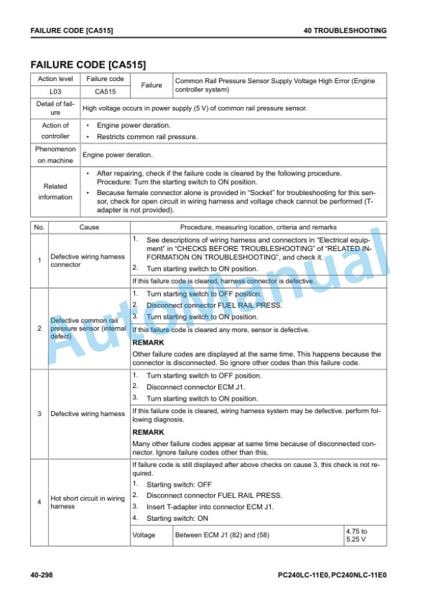 Komatsu PC240LC-11E0, PC240NLC-11E0 Hydraulic Excavator Shop Manual UENBM00471 3 Komatsu PC240LC-11E0, PC240NLC-11E0 Hydraulic Excavator Shop Manual UENBM00471 - Image 3