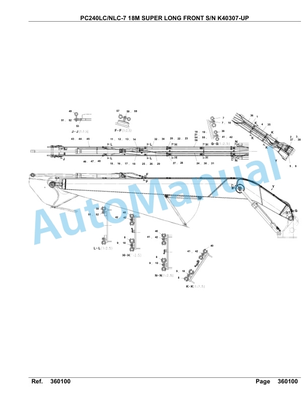 Komatsu PC240LC-7, PC240NLC-7 18M Super Long Front Hydraulic Excavator Parts Manual K40307-UP 3 Komatsu PC240LC-7, PC240NLC-7 18M Super Long Front Hydraulic Excavator Parts Manual K40307-UP-3