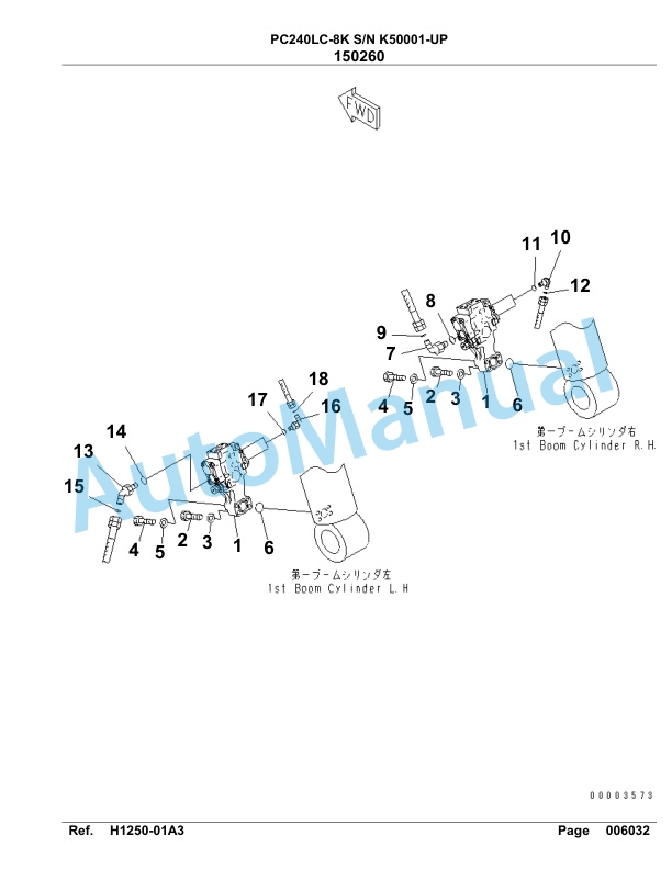 Komatsu PC240LC-8K Hydraulic Excavator Parts Manual SAA6D1HU-2
