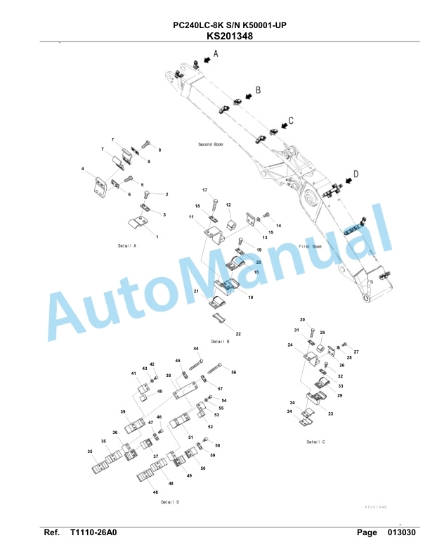 Komatsu PC240LC-8K Hydraulic Excavator Parts Manual SAA6D1HU-4