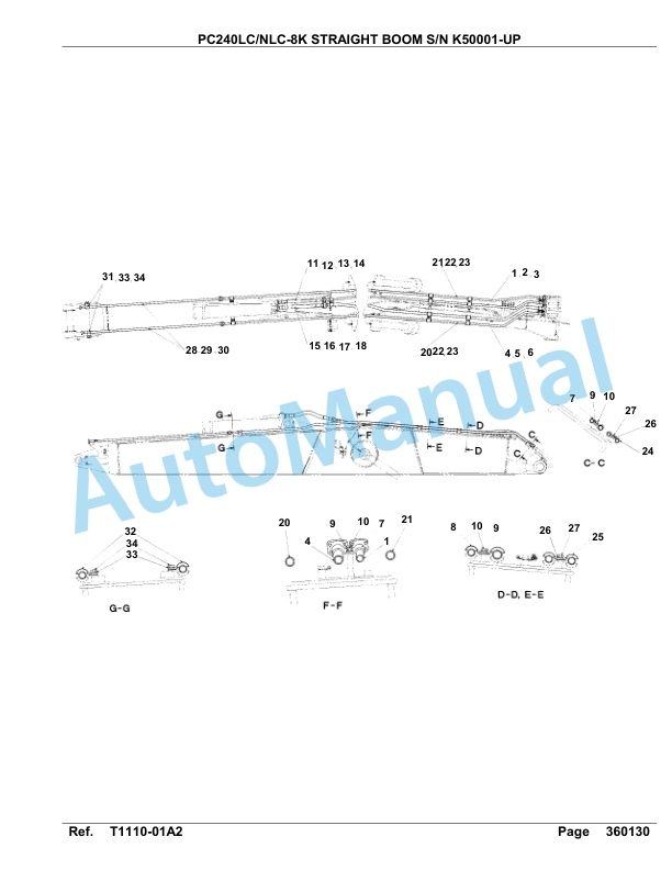 Komatsu PC240LC-8K, PC240NLC-8K Straight Boom Hydraulic Excavator Parts Manual K50001-up-5