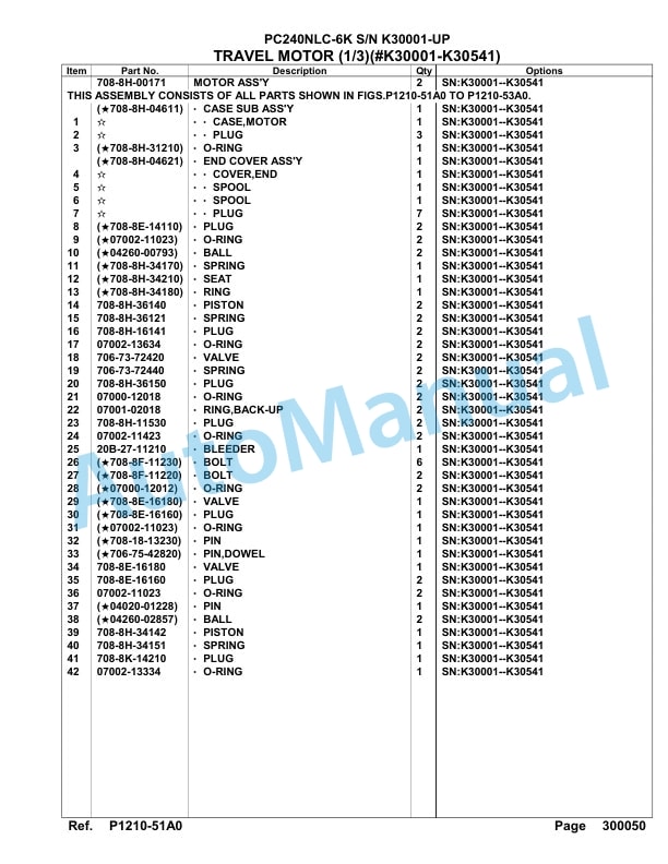 Komatsu PC240NLC-6K Hydraulic Excavator Parts Manual SA6D100U, SA6D102U 5 Komatsu PC240NLC-6K Hydraulic Excavator Parts Manual SA6D100U, SA6D102U-5