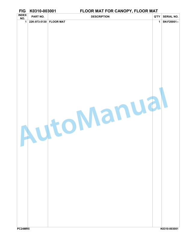Komatsu PC24MR-5 Hydraulic Excavator Parts Manual F20001-Up 4 Komatsu PC24MR-5 Hydraulic Excavator Parts Manual F20001-Up-4