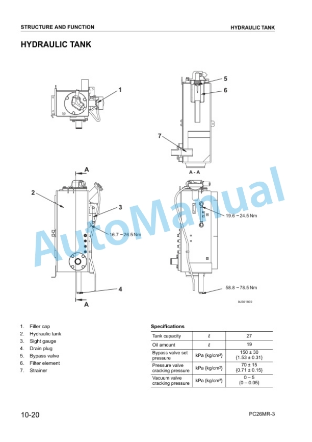 Alternative view of Komatsu PC26MR-3 Hydraulic Excavator Shop Manual WEBM007900