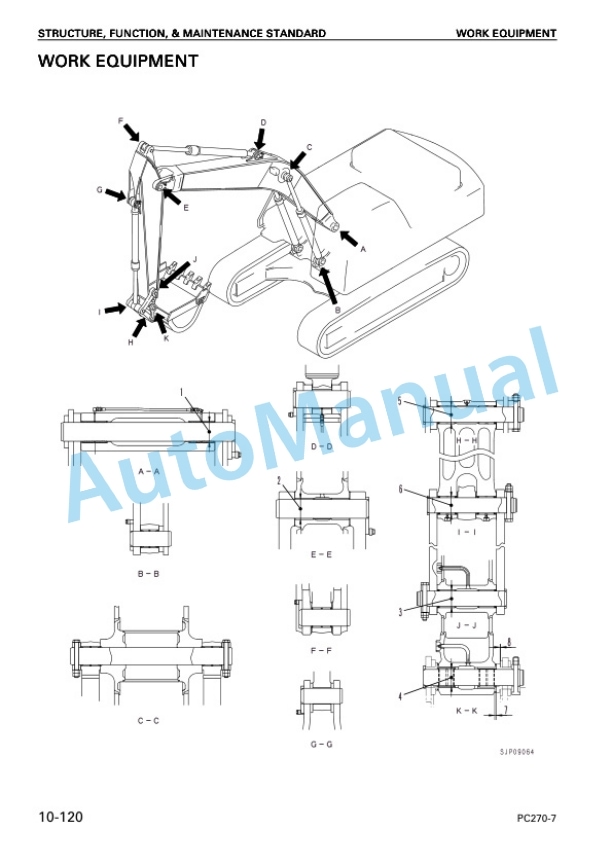Alternative view of Komatsu PC270-7 Hydraulic Excavator Shop Manual SEBM030406