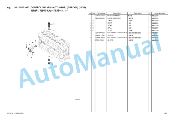Komatsu PC270-8 Hydraulic Excavator Parts Manual YCPB203700 3 Komatsu PC270-8 Hydraulic Excavator Parts Manual YCPB203700-3
