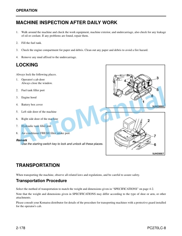 Komatsu PC270LC-8 Hydraulic Excavator Operation and Maintenance Manual CEAM007203 4 Komatsu PC270LC-8 Hydraulic Excavator Operation and Maintenance Manual CEAM007203 - Image 4