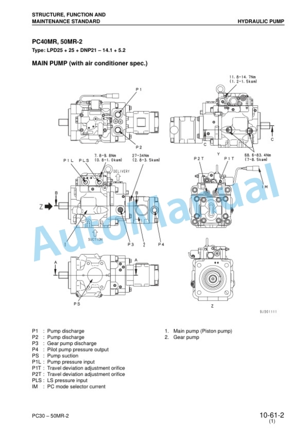 Alternative view of Komatsu PC27MR-2, PC30MR-2, PC35MR-2, PC40MR-2, PC50MR-2 Shop Manual SEBM032411