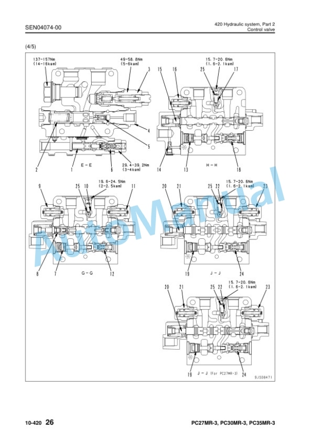 Alternative view of Komatsu PC27MR-3, PC30MR-3, PC35MR-3 Hydraulic Excavator Shop Manual SEN04063-07