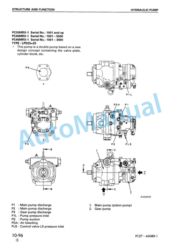 Alternative view of Komatsu PC27MRX-1, PC30MRX-1, PC35MRX-1, PC40MRX-1, PC45MRX-1 Shop Manual SEBM016808