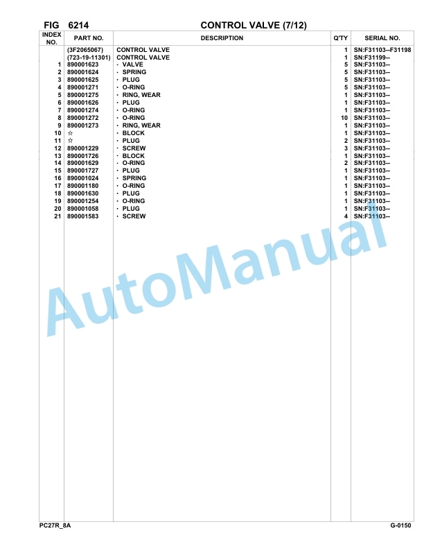 Komatsu PC27R-8 Hydraulic Excavator Parts Manual F31103-up 4 Komatsu PC27R-8 Hydraulic Excavator Parts Manual F31103-up-4