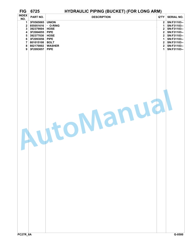 Komatsu PC27R-8 Hydraulic Excavator Parts Manual F31103-up 5 Komatsu PC27R-8 Hydraulic Excavator Parts Manual F31103-up-5