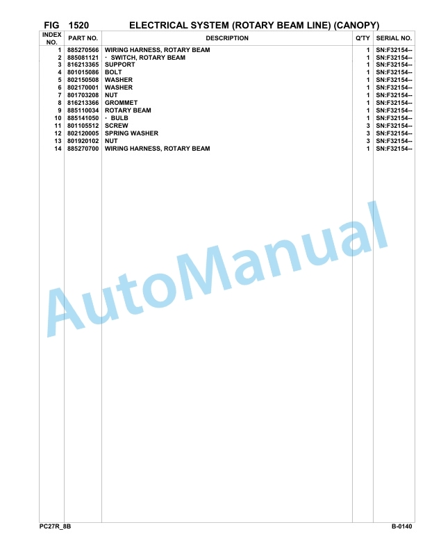 Komatsu PC27R-8 Hydraulic Excavator Parts Manual F32154-up 2 Komatsu PC27R-8 Hydraulic Excavator Parts Manual F32154-up-2