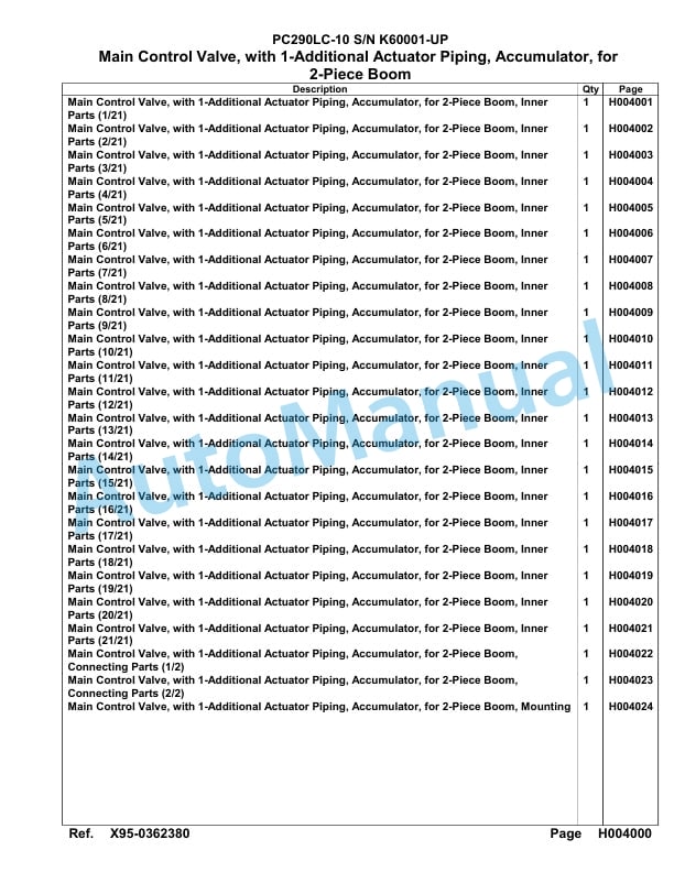 Komatsu PC290LC-10 Hydraulic Excavator Parts Manual SAA6E2BU 2 Komatsu PC290LC-10 Hydraulic Excavator Parts Manual SAA6E2BU-2
