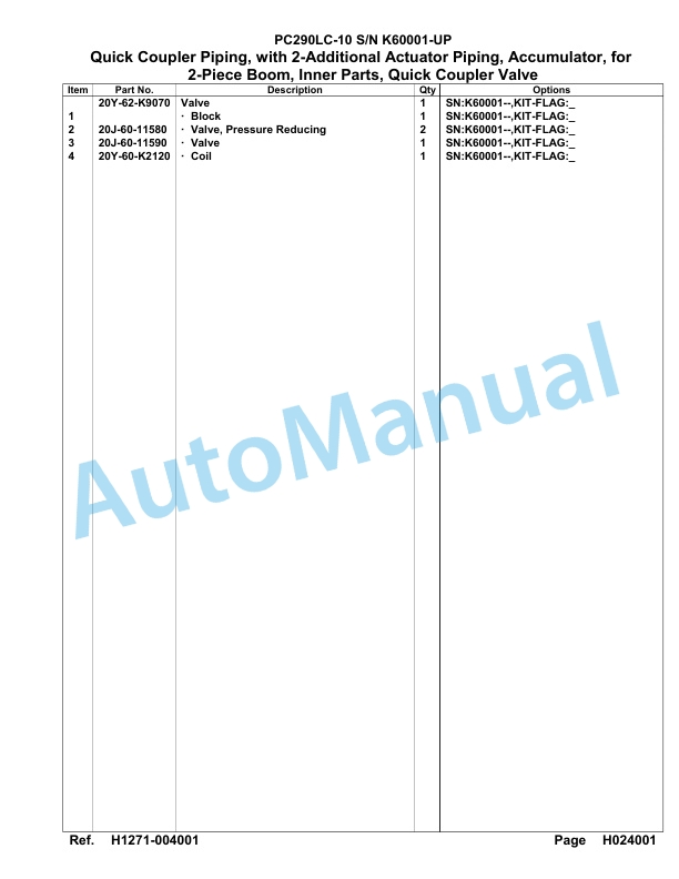 Komatsu PC290LC-10 Hydraulic Excavator Parts Manual SAA6E2BU 3 Komatsu PC290LC-10 Hydraulic Excavator Parts Manual SAA6E2BU-3