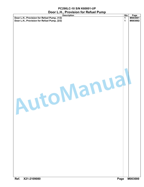 Komatsu PC290LC-10 Hydraulic Excavator Parts Manual SAA6E2BU 4 Komatsu PC290LC-10 Hydraulic Excavator Parts Manual SAA6E2BU-4