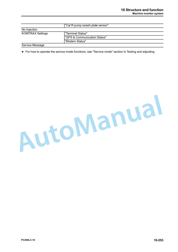 Alternative view of Komatsu PC290LC-10 Hydraulic Excavator Shop Manual SEN05644-05