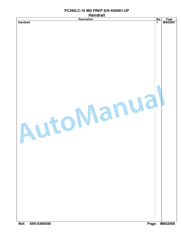 Komatsu PC290LC-10 MG PREP Hydraulic Excavator Parts Manual K60001-up 3 Komatsu PC290LC-10 MG PREP Hydraulic Excavator Parts Manual K60001-up-3