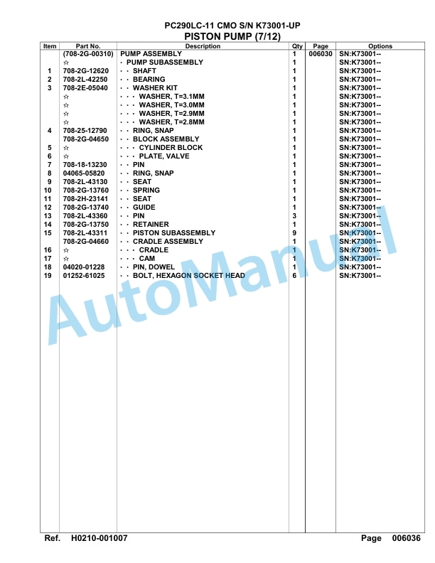 Komatsu PC290LC-11 CMO Hydraulic Excavator Parts Manual K73001-UP 3 Komatsu PC290LC-11 CMO Hydraulic Excavator Parts Manual K73001-UP-3