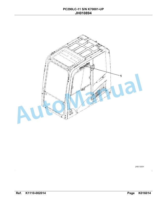 Komatsu PC290LC-11 Hydraulic Excavator Parts Manual PC00012U 4 Komatsu PC290LC-11 Hydraulic Excavator Parts Manual PC00012U-4