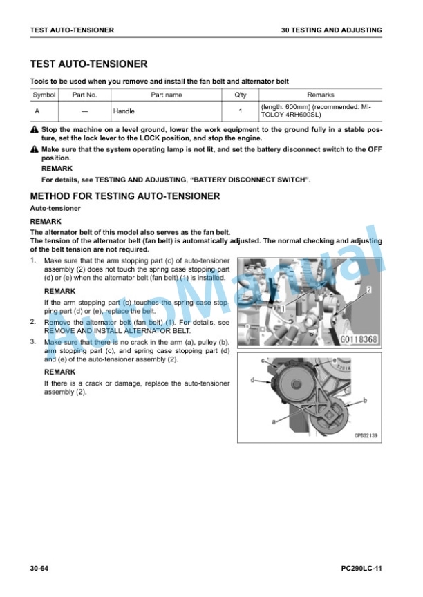 Alternative view of Komatsu PC290LC-11 Hydraulic Excavator Shop Manual SEN06736-C7